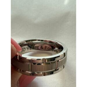 Mens Tungsten Carbide Size 13.5 Engraved Ring 50 Years and Forever 1974-2024